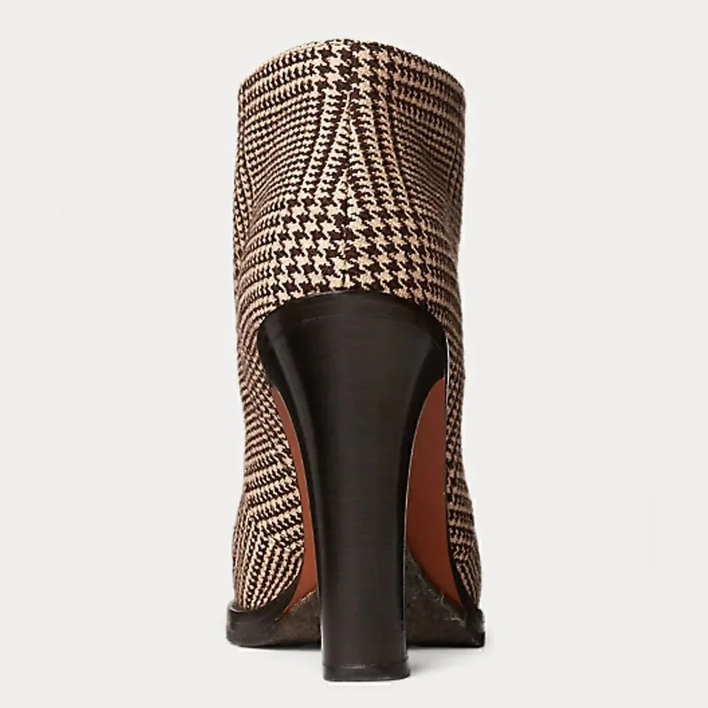 Ralph Lauren Fall 2021 Brown Glen Plaid Wool Flannel Jaylen Bootie